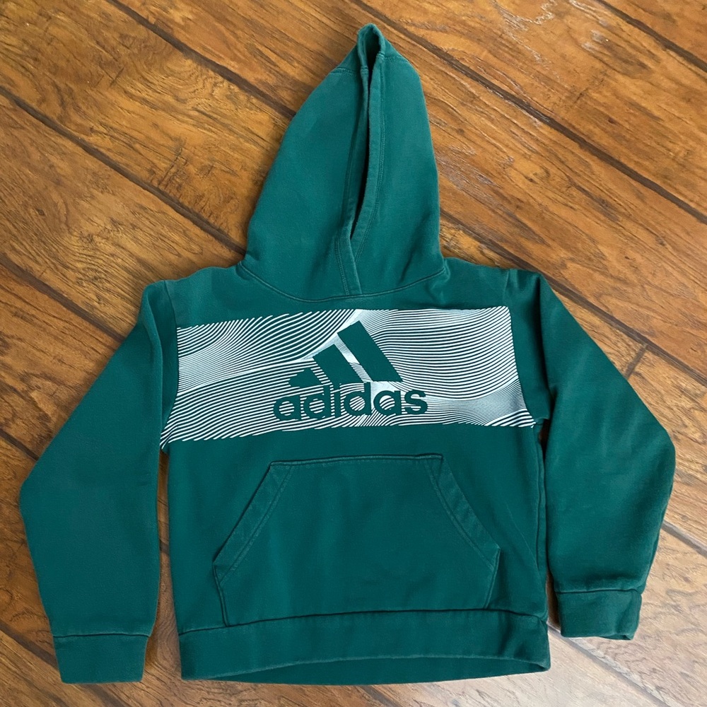 Adidas Kids Size 8 Green Hoodie with Logo